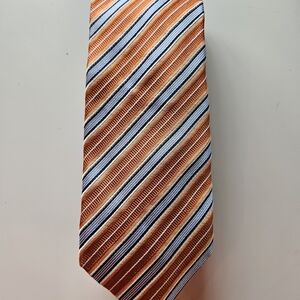 Men's Orange Striped Tie with Blue and White Accent Stripes